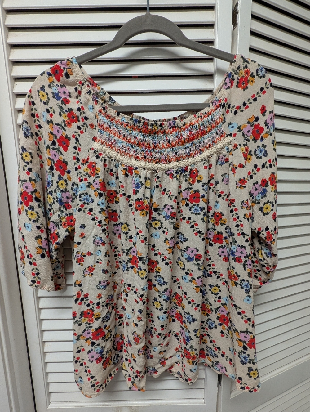Democracy Off the Shoulder Peasant Boho Cottagecore Top